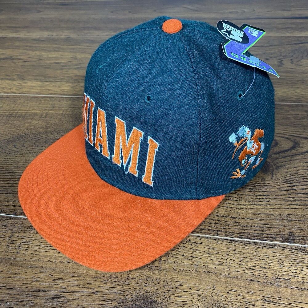 Vintage Starter Miami Hurricanes Fitted Hat 7 Green Orange NCAA College Cap NWT